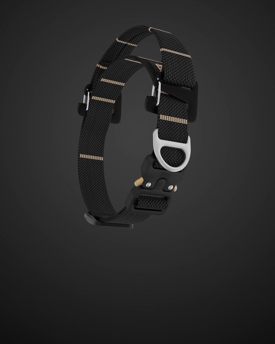 front view of canyon collar and canyon handle in black on background