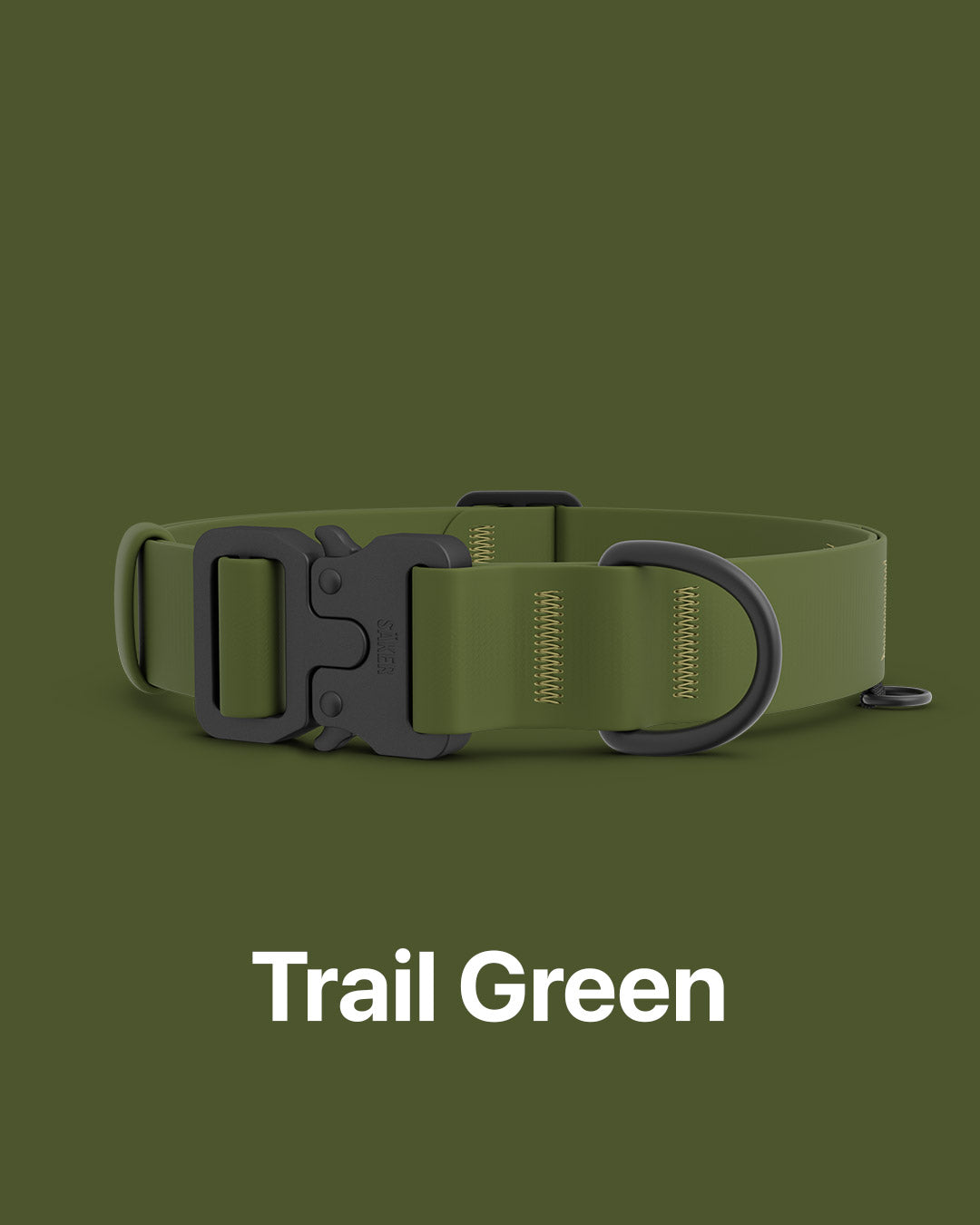 Picture of the trail green kelp collar on trail green background