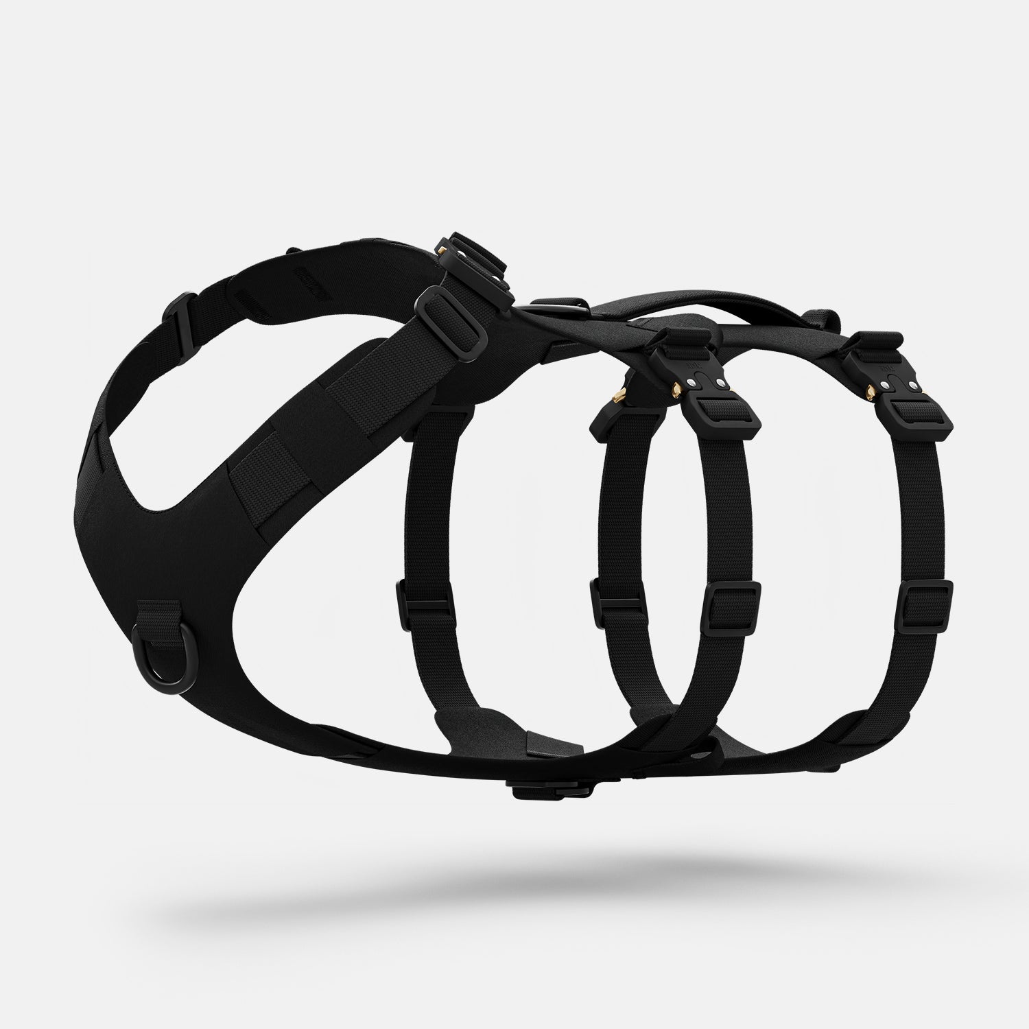 Diagonal view of the Bomber harness in Black