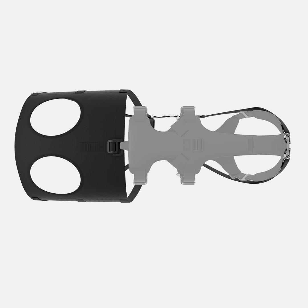 Bottom view of the K911 rescue sling connected to the Lander harness