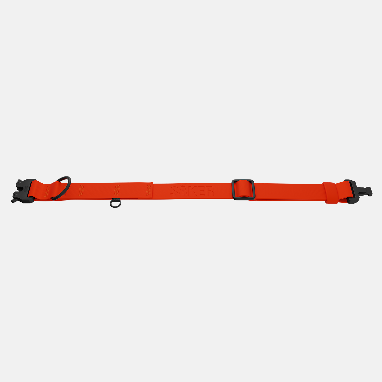 Flat picture of the new Kelp collar with one slot male buckle in Alpine Orange