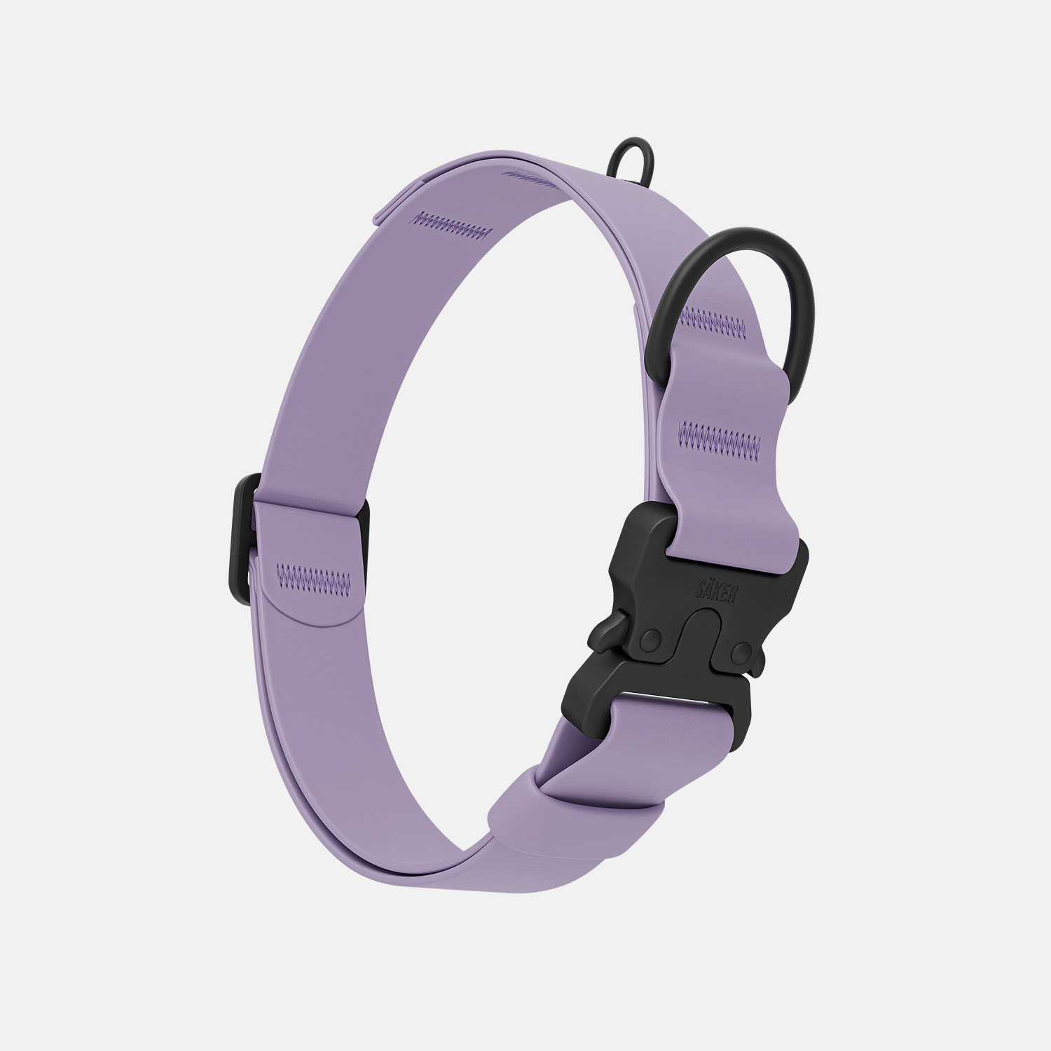 Vertical picture of the new Kelp collar with one slot male buckle in Lilas