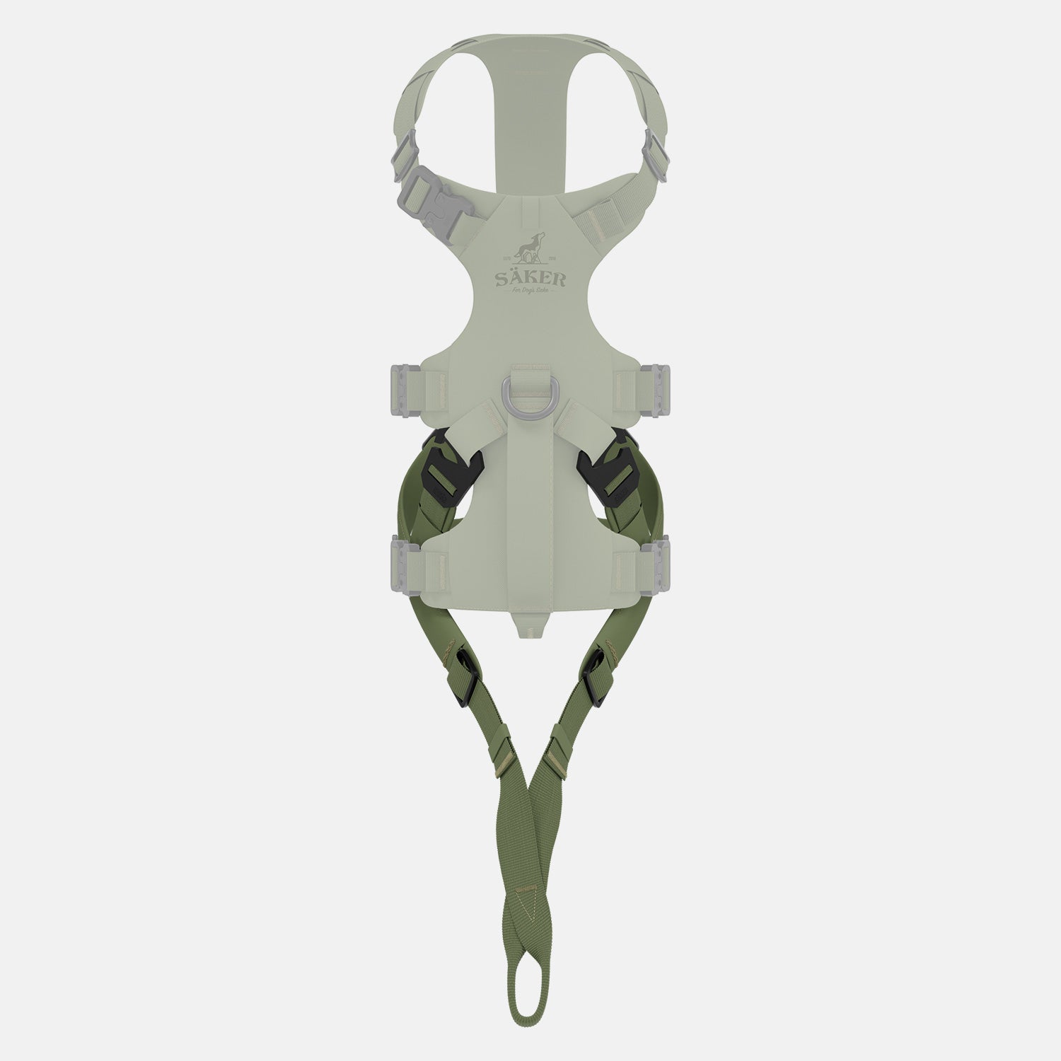 Top view of the Traction attachment 001 in Trail Green on the Muse harness