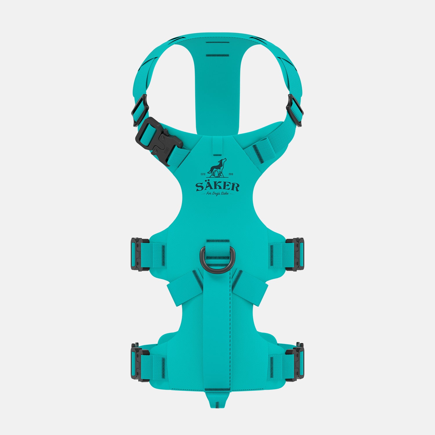 Top view of the Muse™ harness in Skeena Teal color