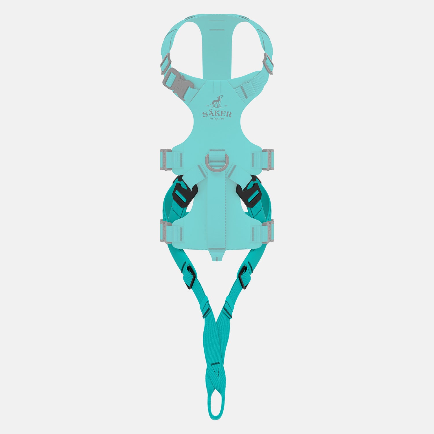 Top view of the Traction attachment 001 in Skeena Teal on the Muse harness