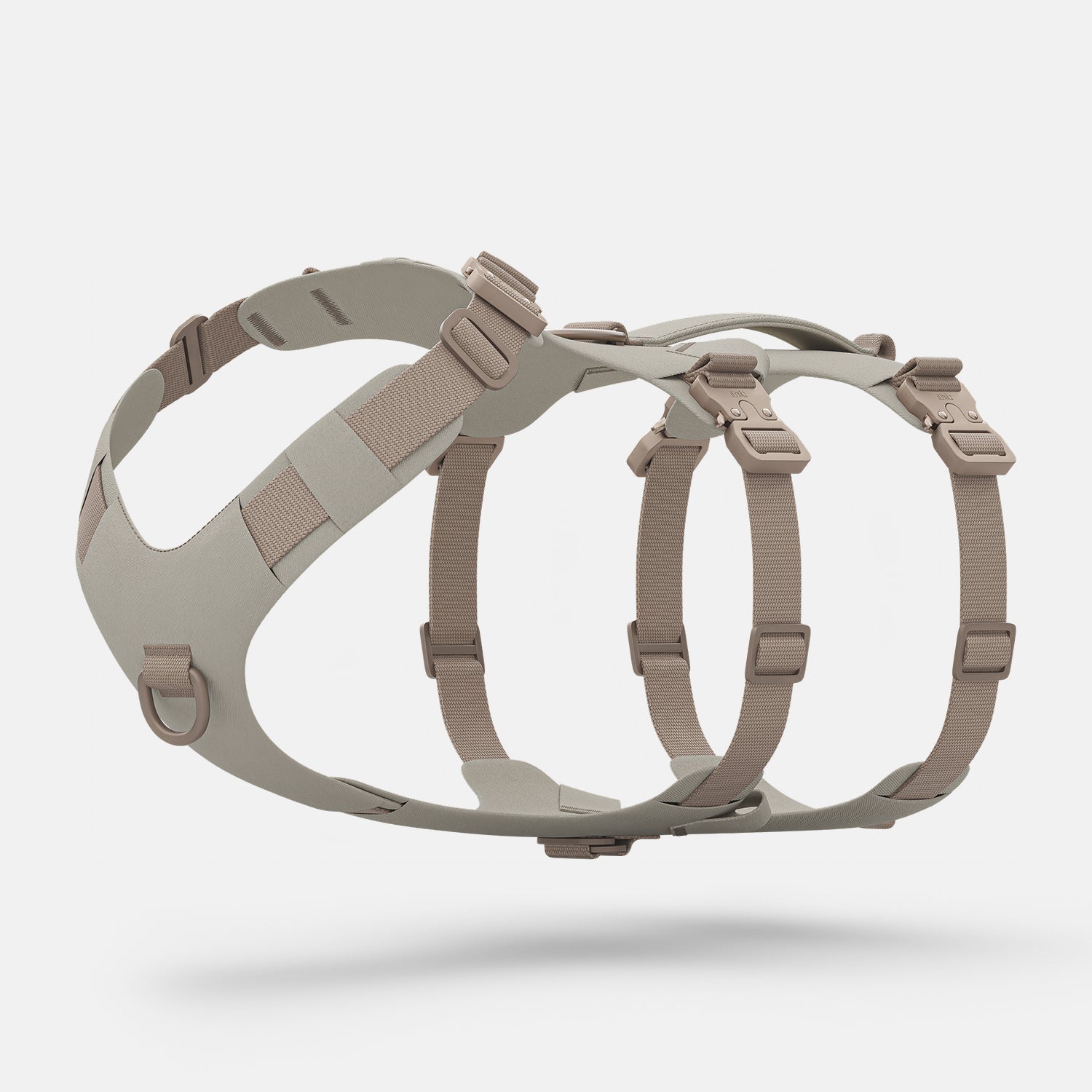 Diagonal view of the Bomber harness in Color of the Trails