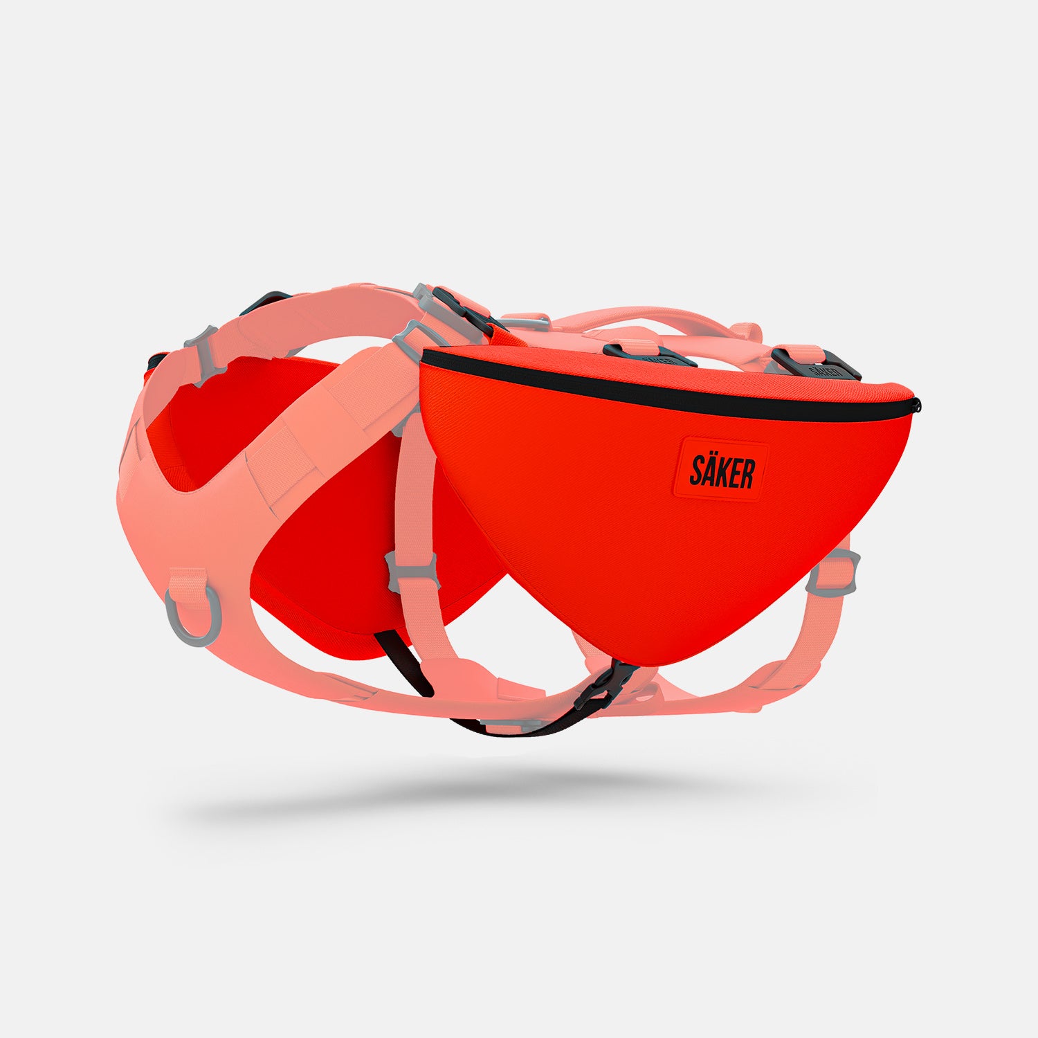 Diagonal view of the Pouches 001 in Alpine Orange color by Säker