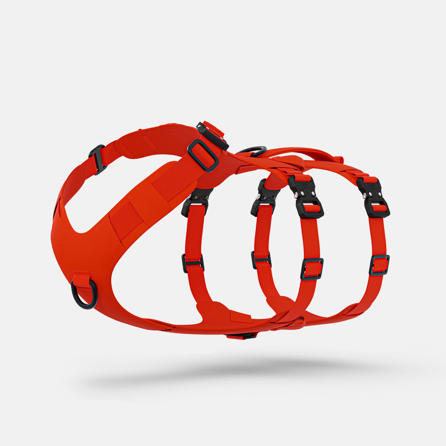 Diagonal view of the Lander harness in Alpine Orange