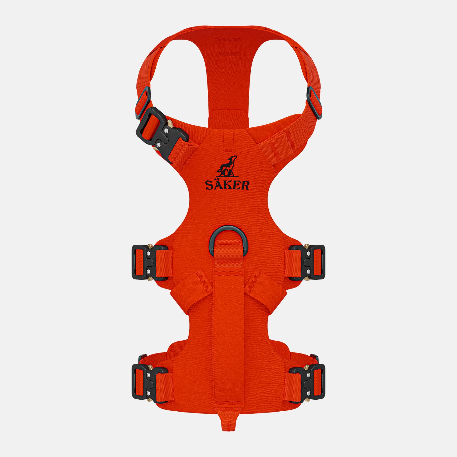 Top view of the Bomber harness in Alpine Orange color