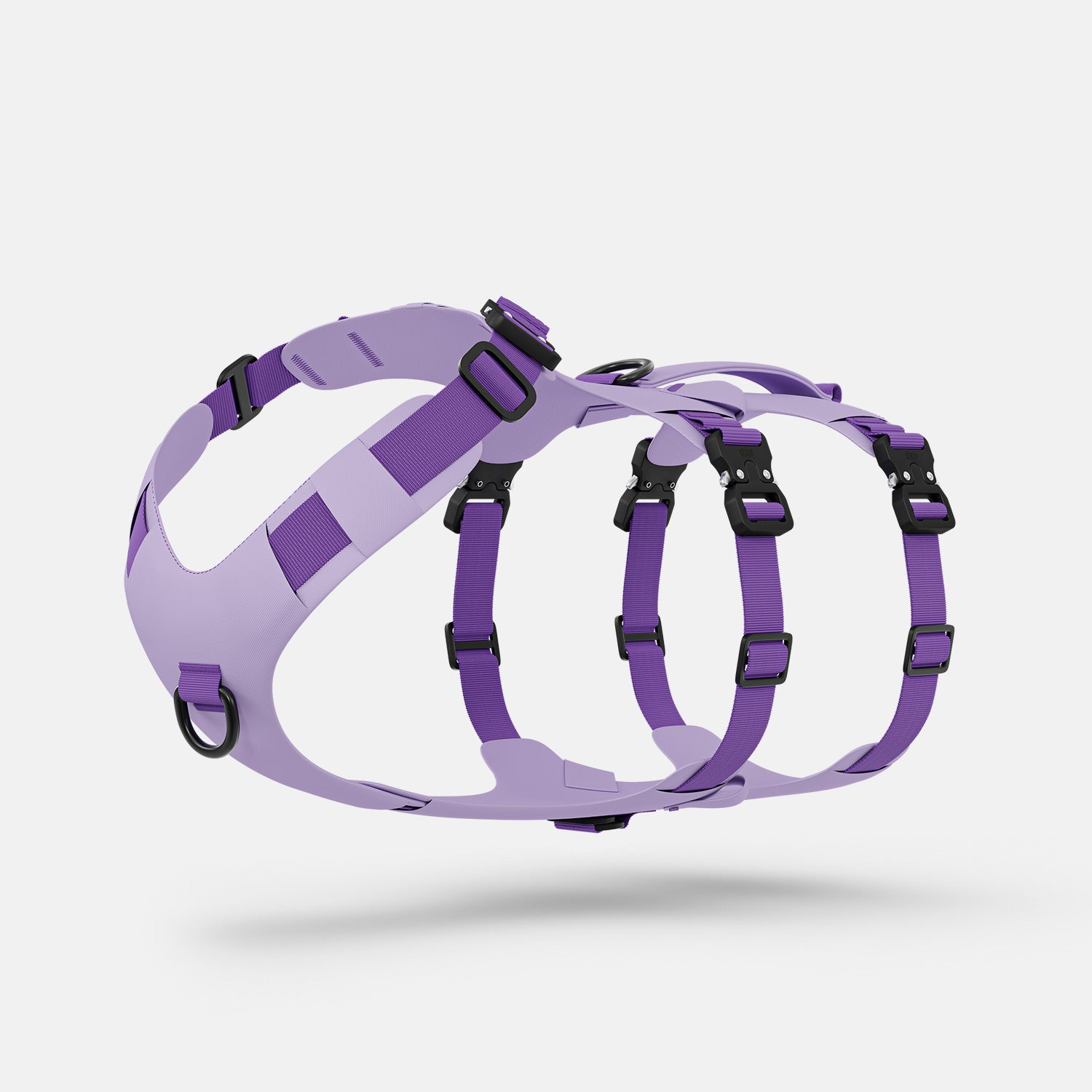Diagonal view of the Lander harness in Lilas