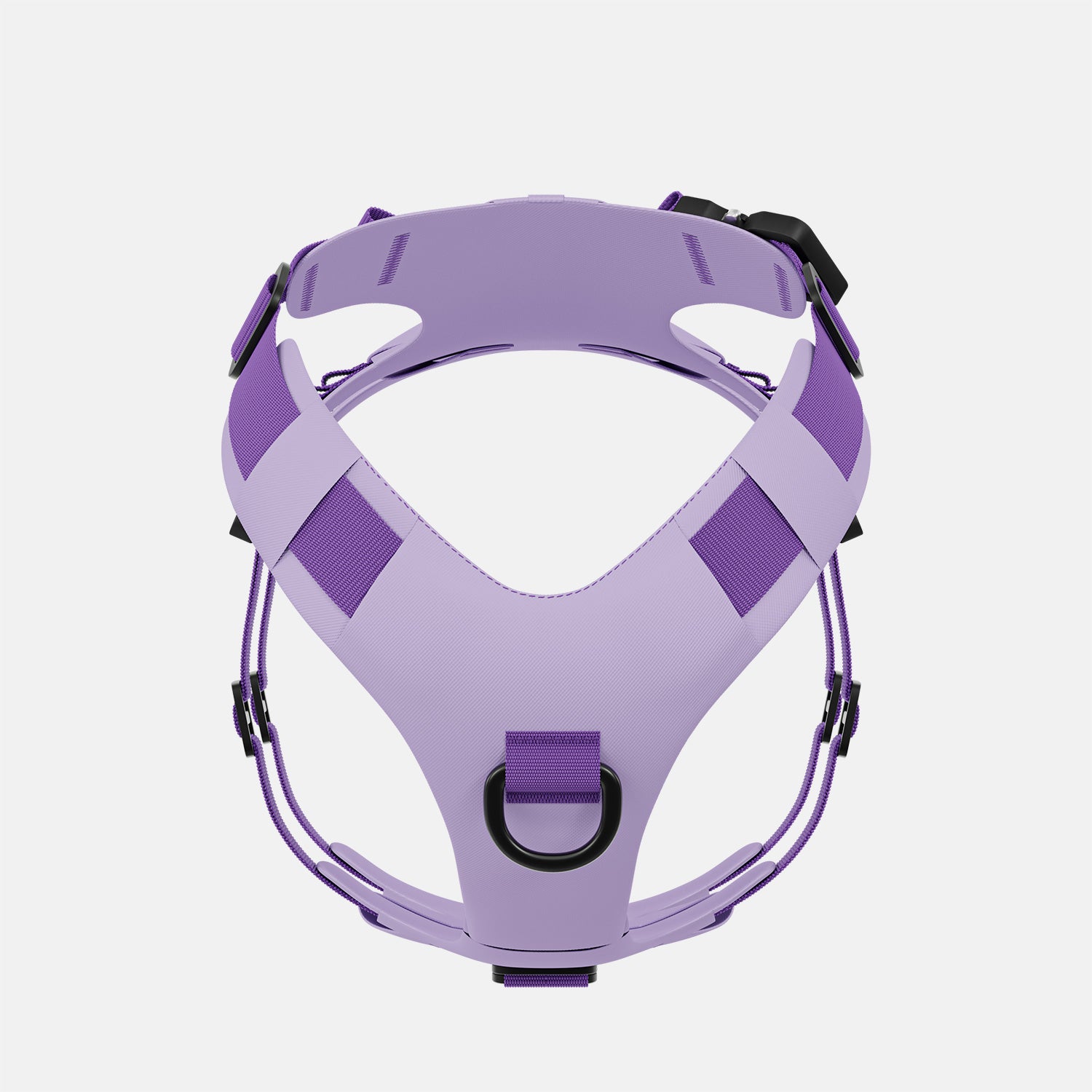Front view of the Lander harness in Lilas