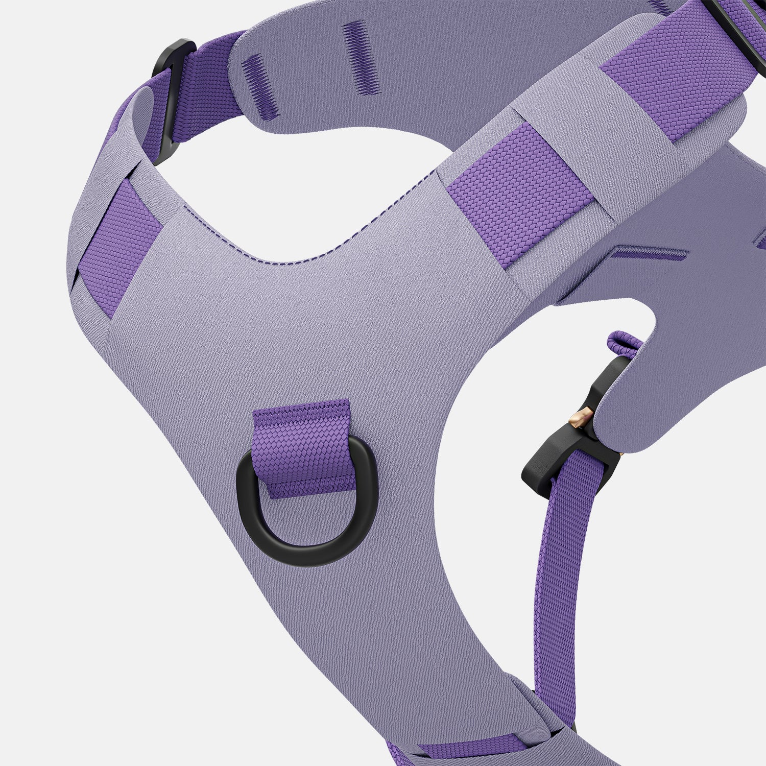 Zoomed view of the Bomber harness in Lilas color