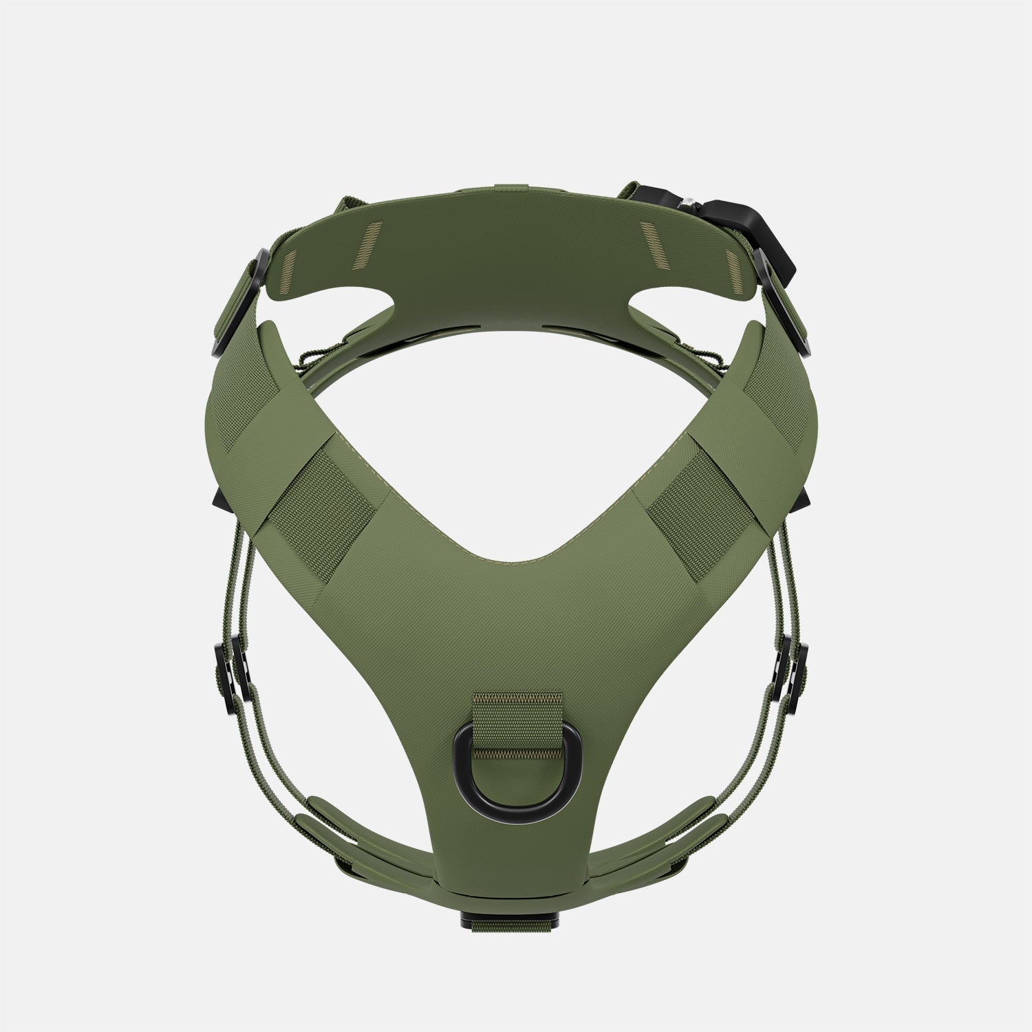 Front view of the Lander harness in Trail Green