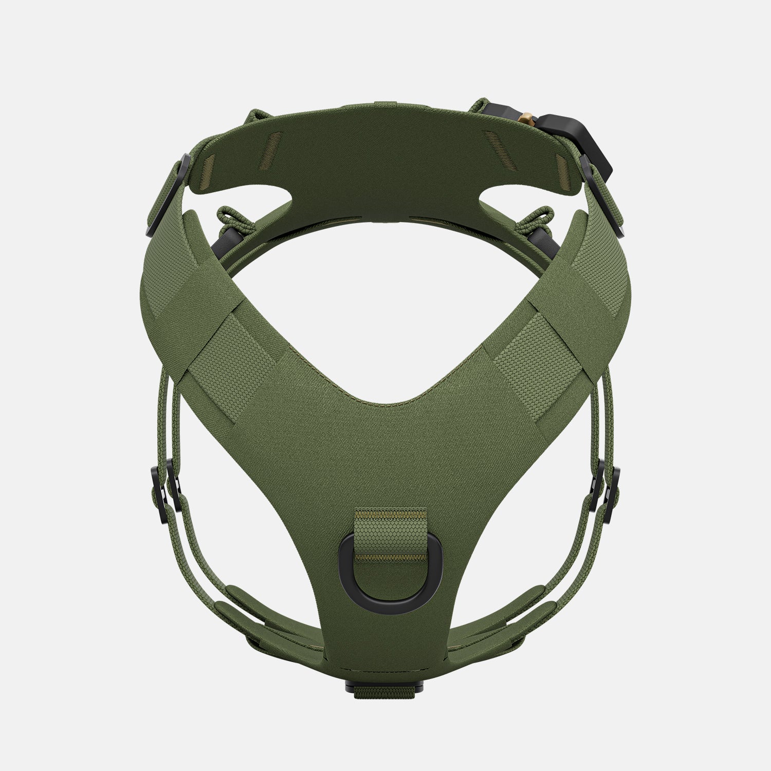 Front view of the Bomber harness in Trail Green color