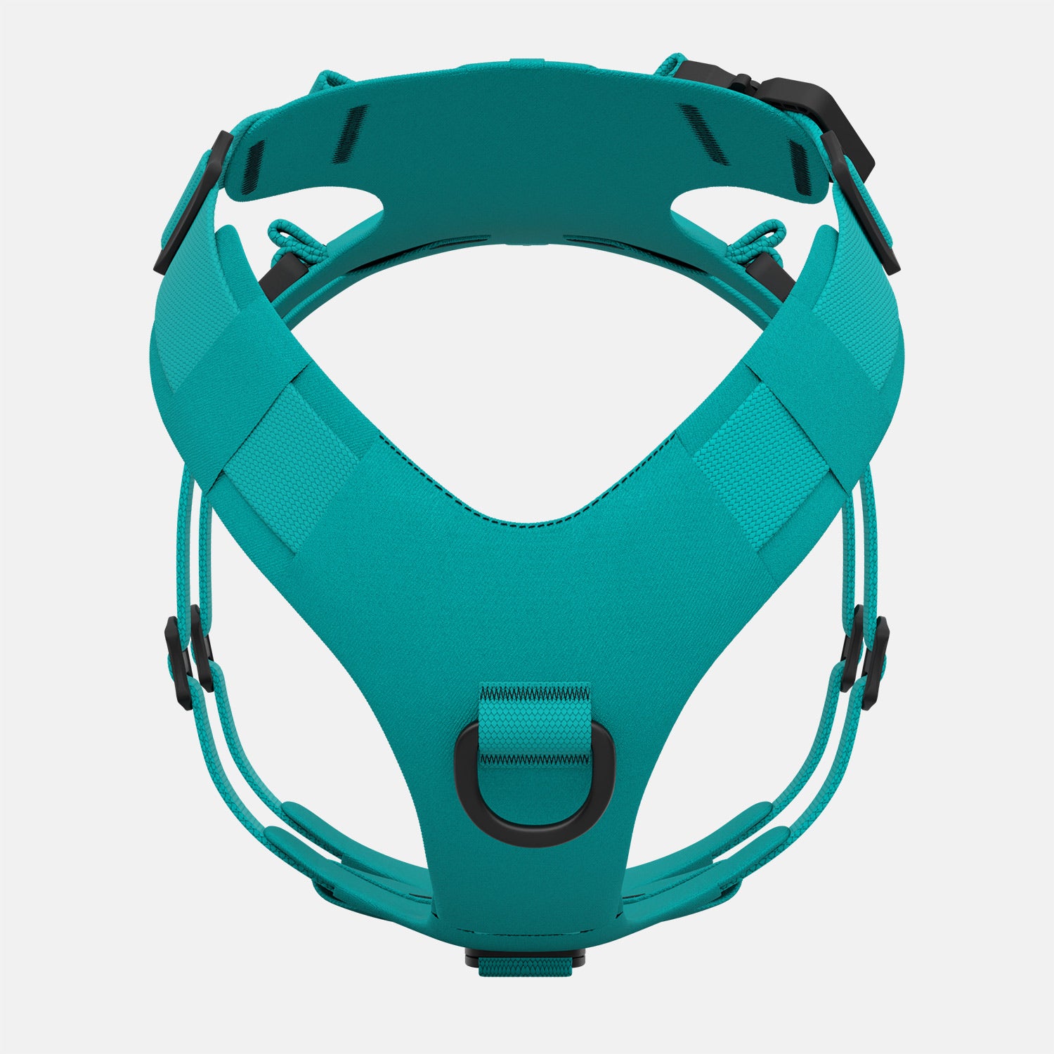 Front view of the Muse™ harness in Skeena Teal color