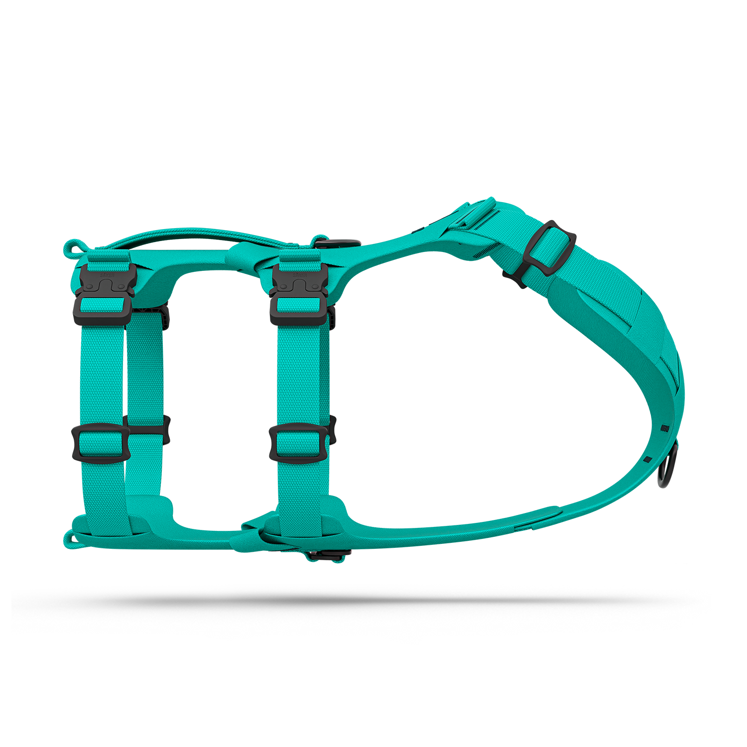 Side view of the Muse™ harness in Skeena Teal color
