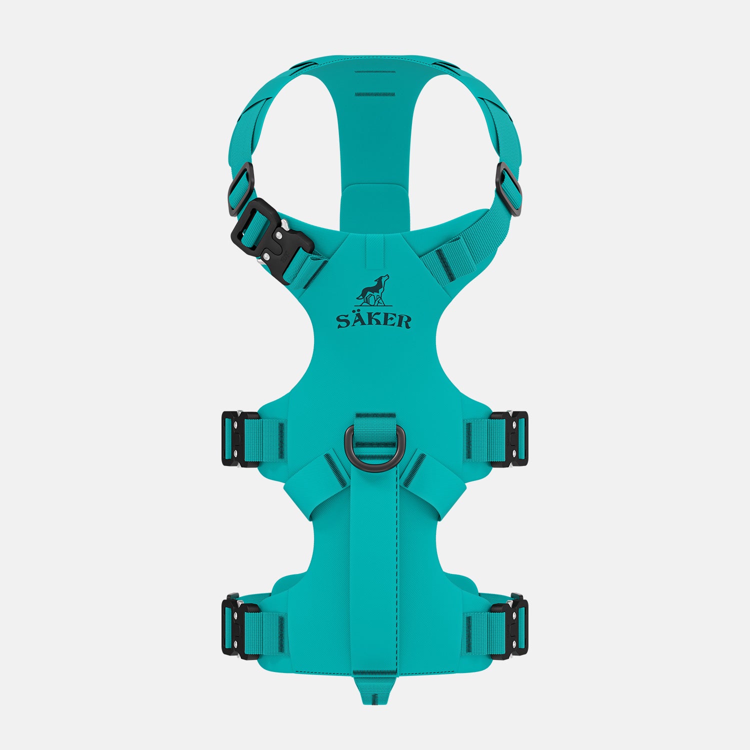 Top view of the Lander harness in Skeena Teal
