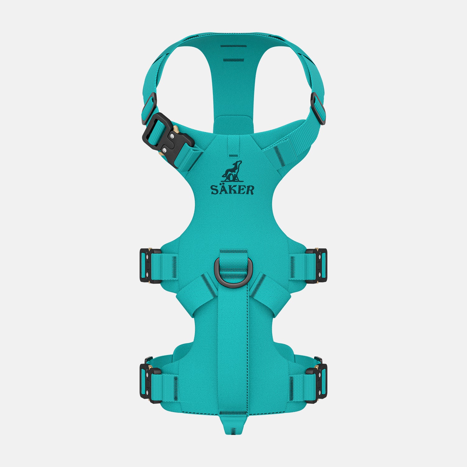 Top picture of the Bomber harness in Skeena Teal