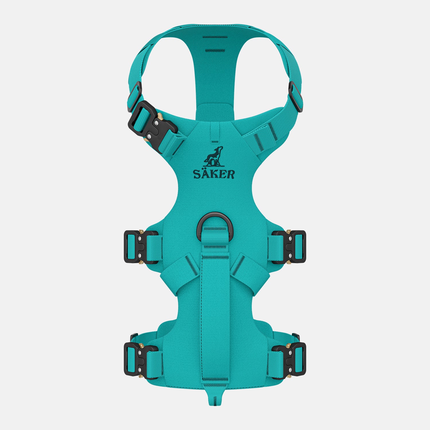 Top view of the Bomber harness in Skeena Teal color