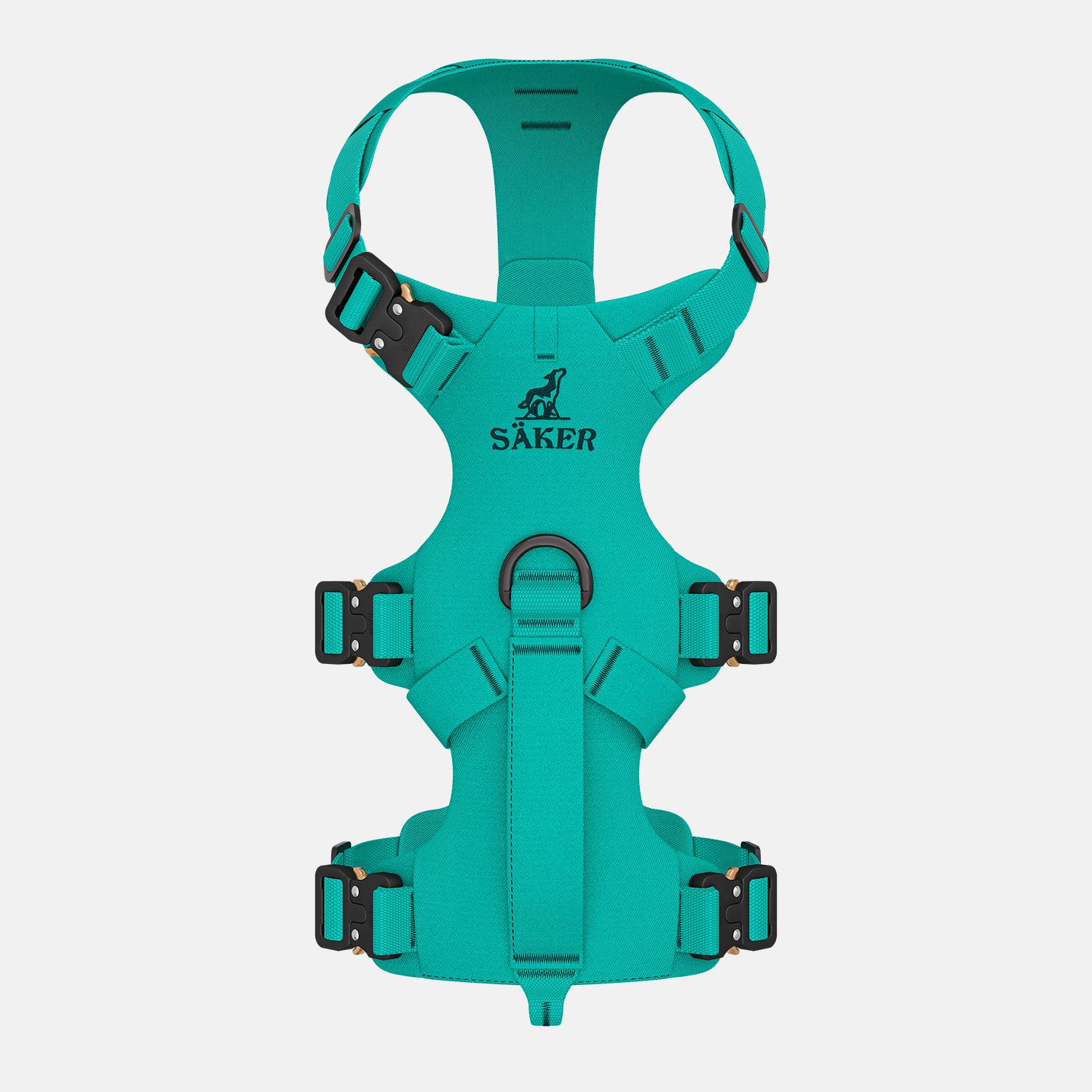 Top view of the Bomber harness in Skeena Teal color