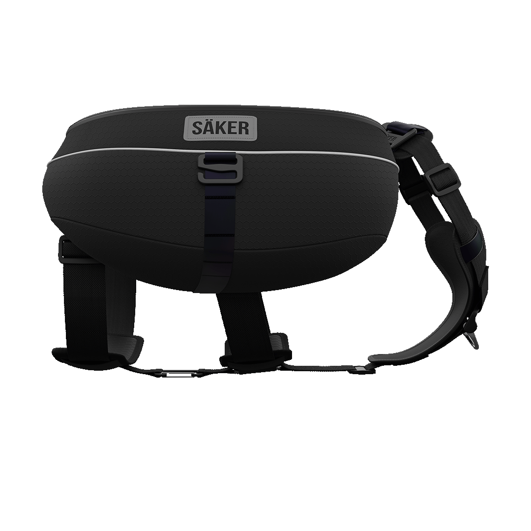 Sideview of the Ascension Dog Pack in the M-L side in black