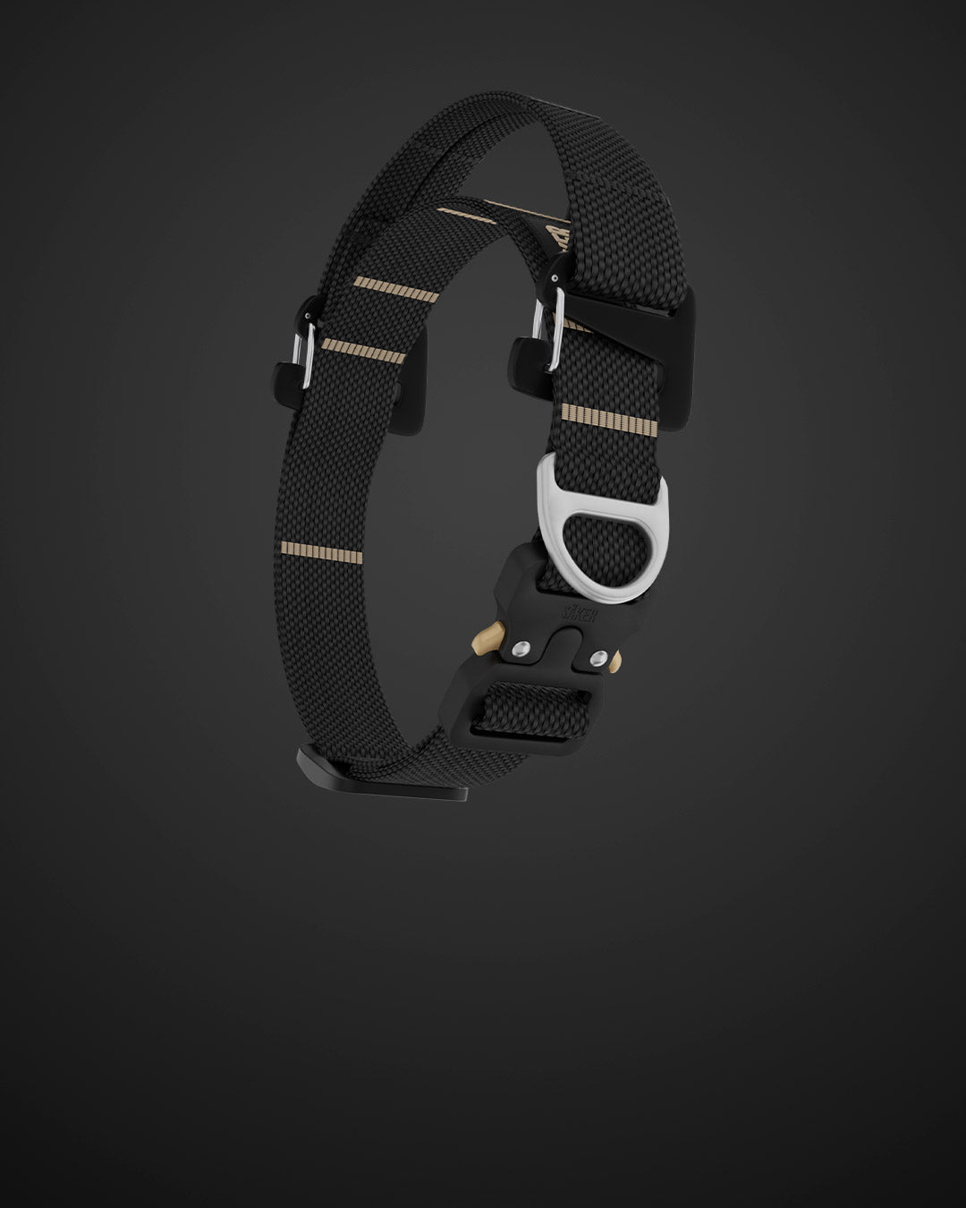 front view of canyon collar and canyon handle in black on background