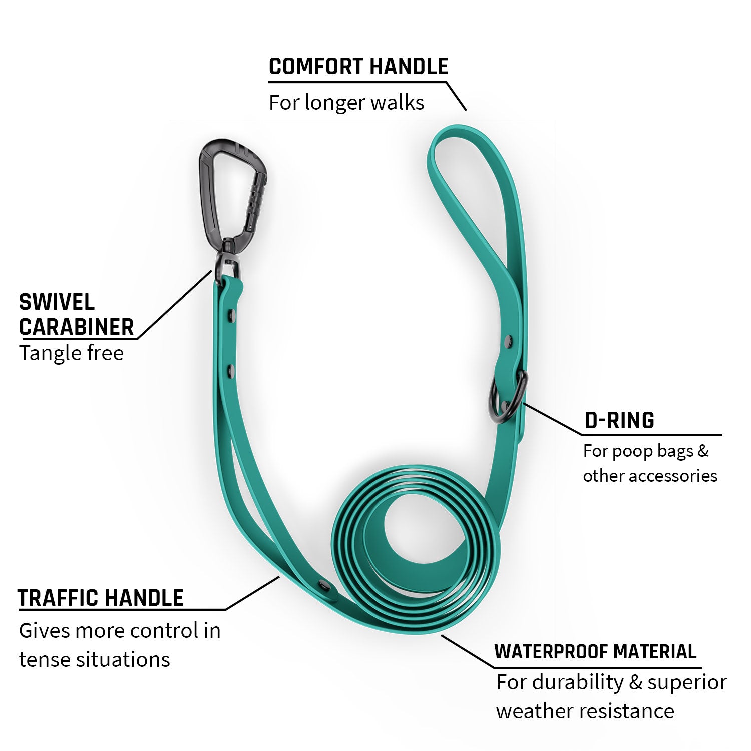 benefits and features of the Sentiero dog leash by saker