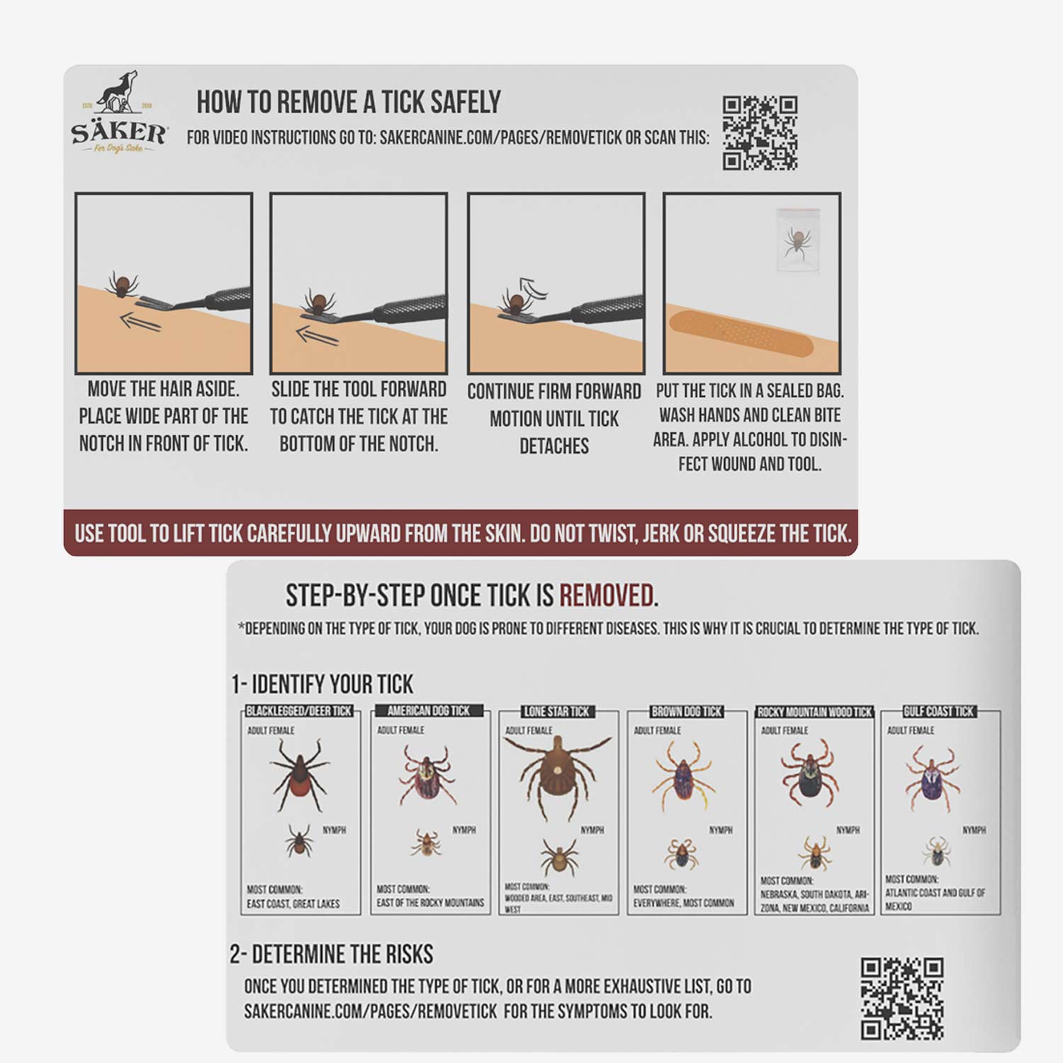 both sides of the tick buster instruction card