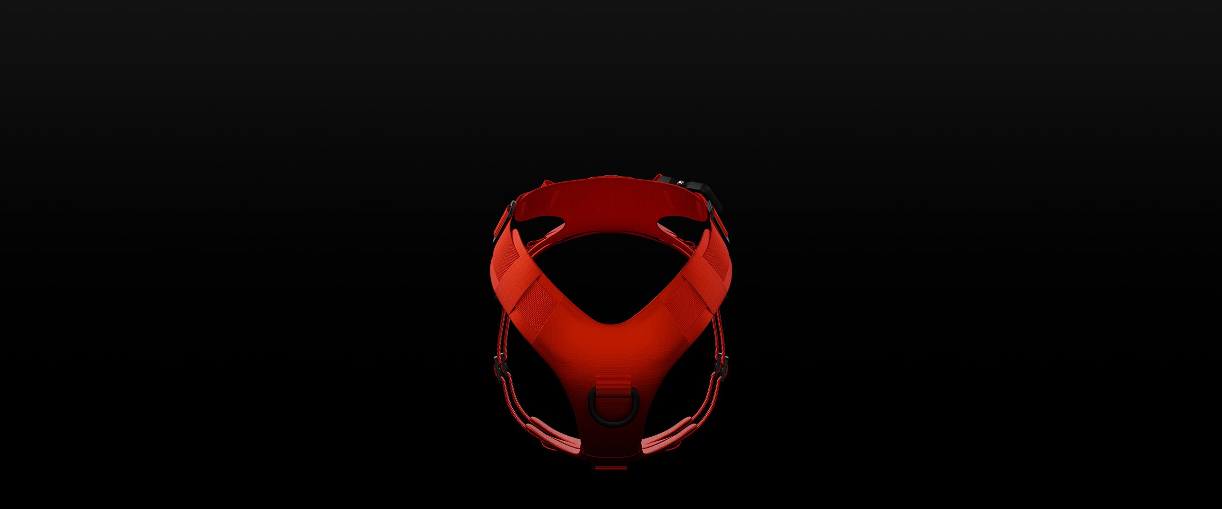 Front view of the Lander harness in Alpine Orange