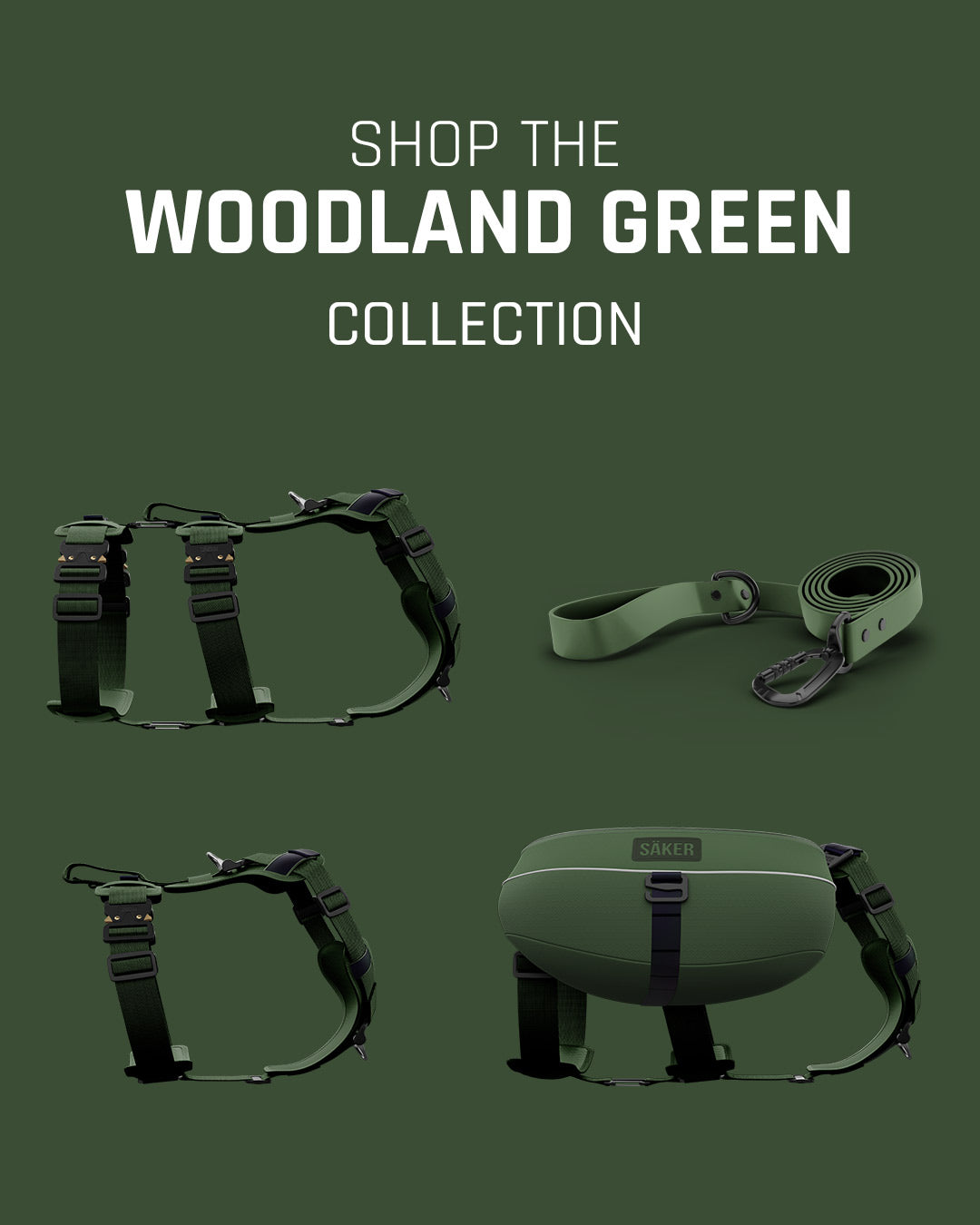 display of the woodland green collection from Saker