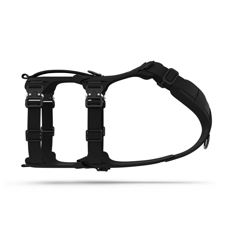 Side picture of the Lander harness in Black