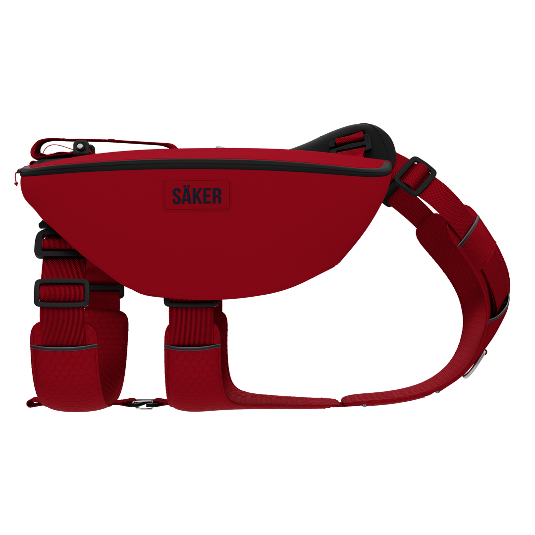 Sideview of Canyon Light Pack in Blazing Red, size M