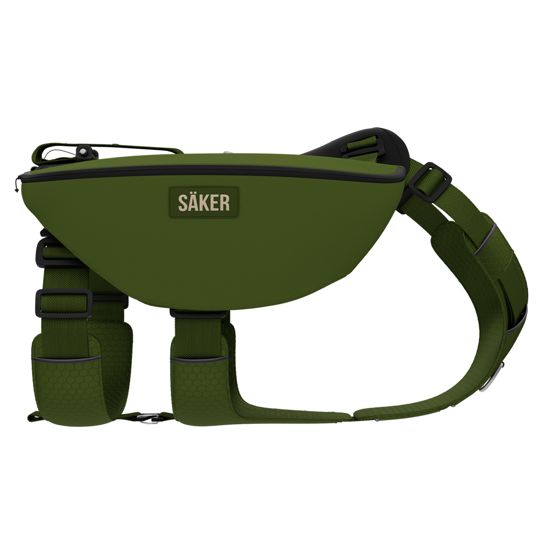 Sideview of Canyon Light Pack in Moss Green, size M