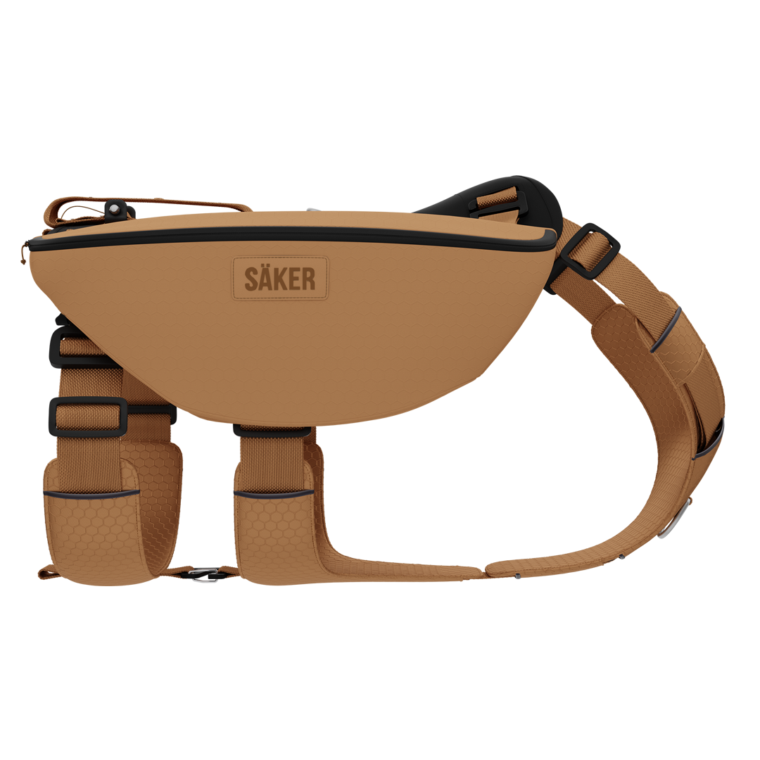 Sideview of Canyon Light Pack in Sandstorm Tan, size M