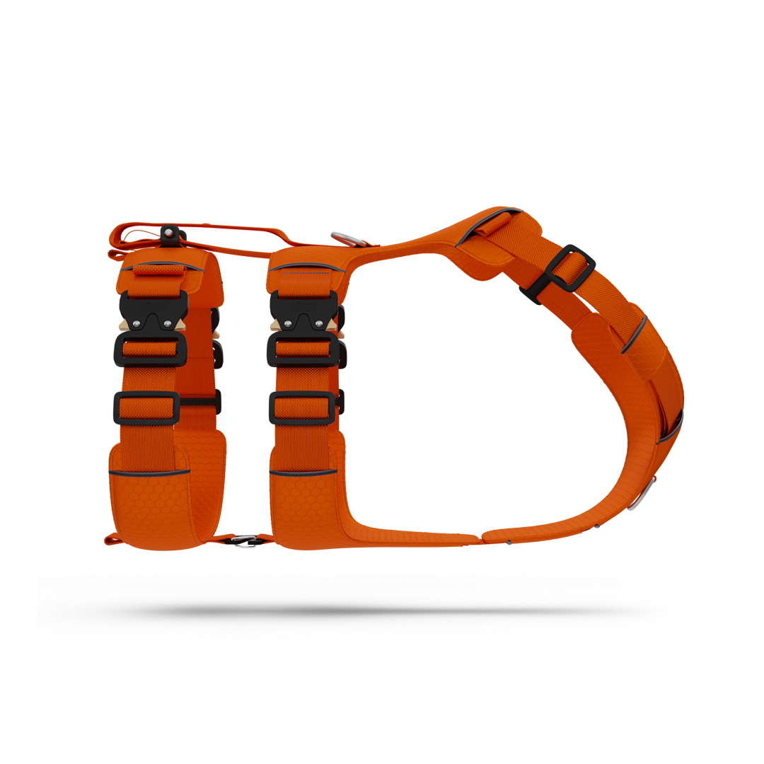 Sideview of Canyon Pro Extended in Orange, size M with shadow