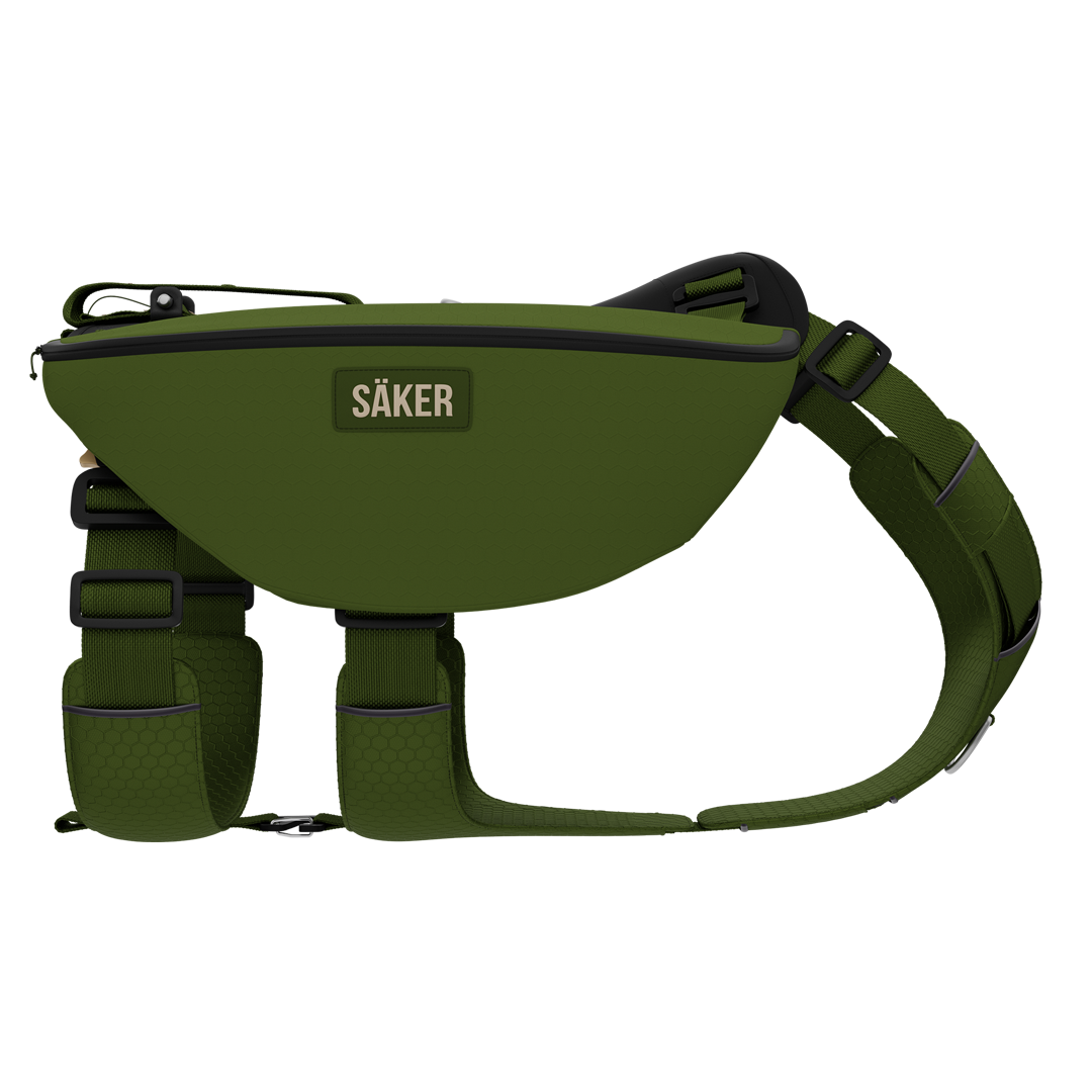 Sideview of Canyon Pro Pack in Moss Green, size M