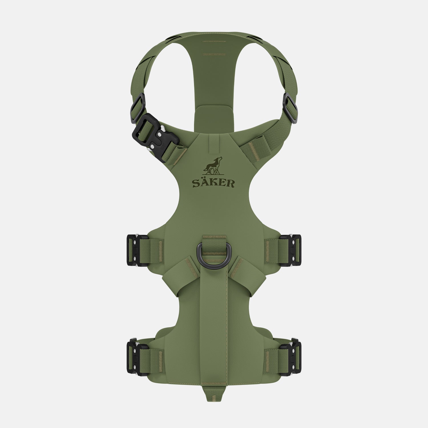 Top view of the Lander harness in Trail Green