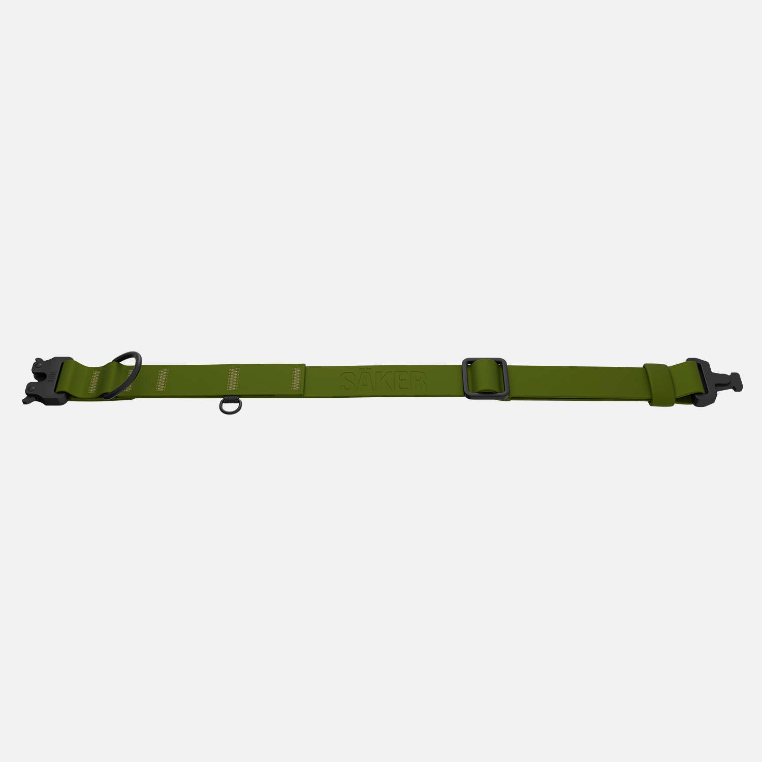 Flat picture of the new Kelp collar with one slot male buckle in Trail Green