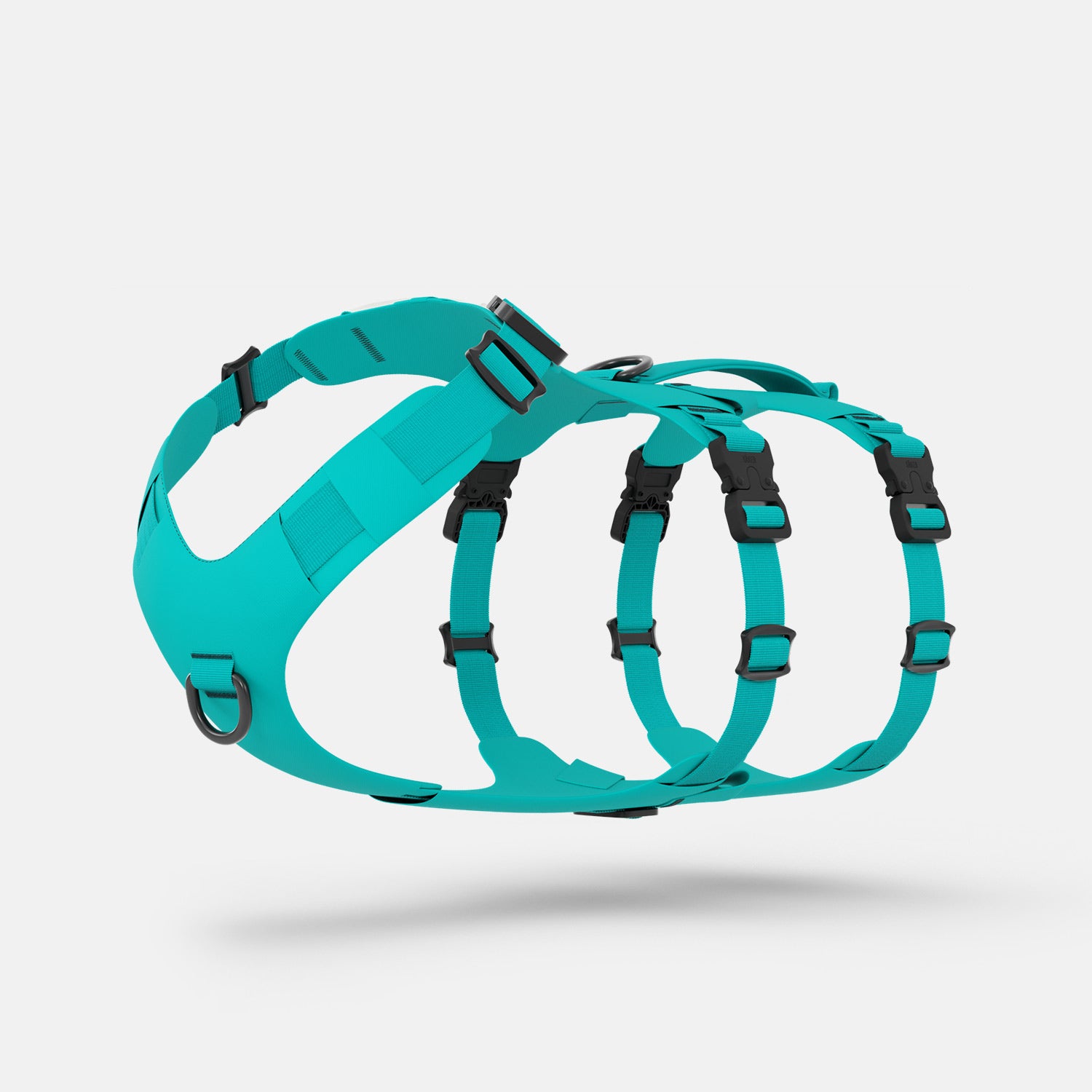 Diagonal view of the Muse™ harness in Skeena Teal color