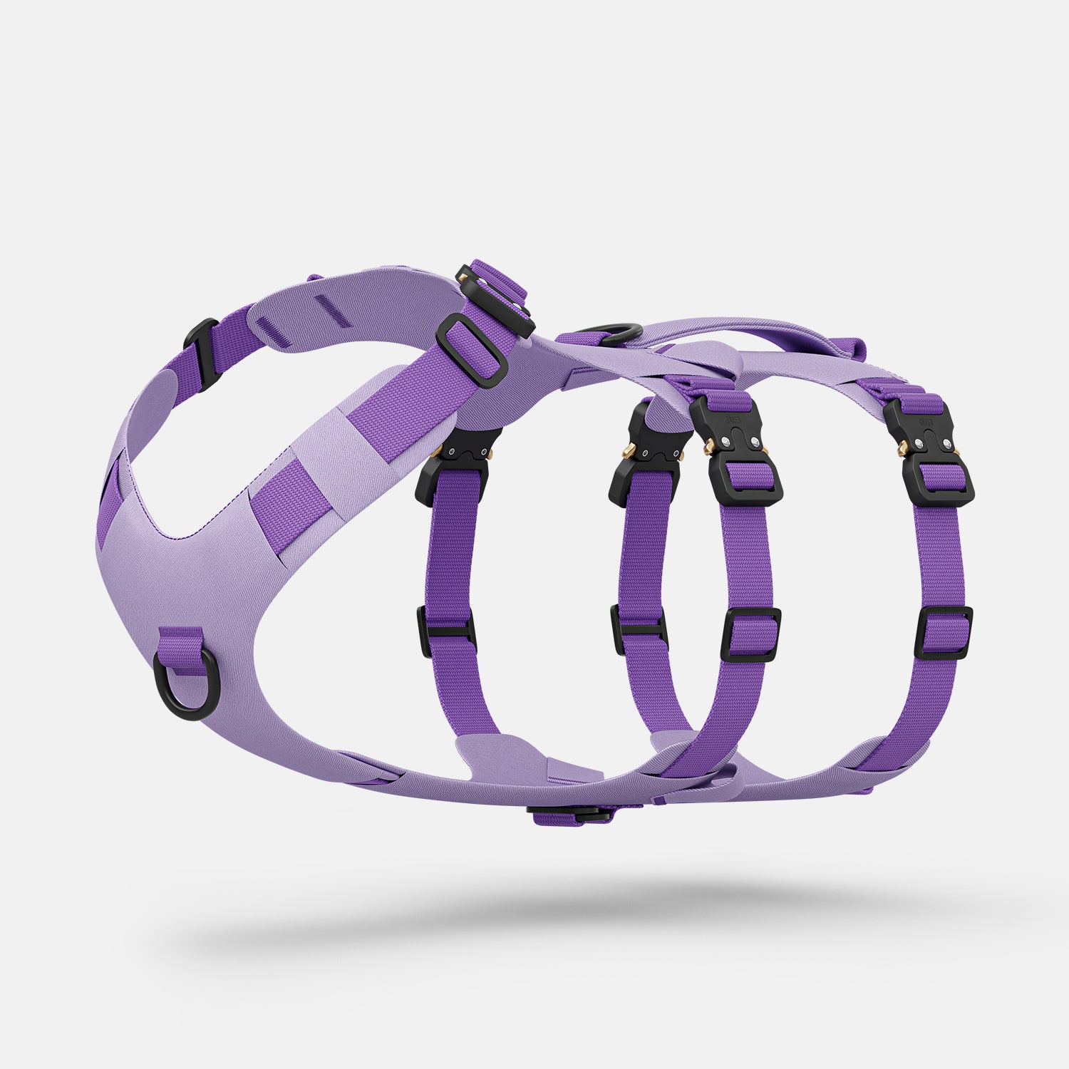 Diagonal view of the Bomber harness in Lilas