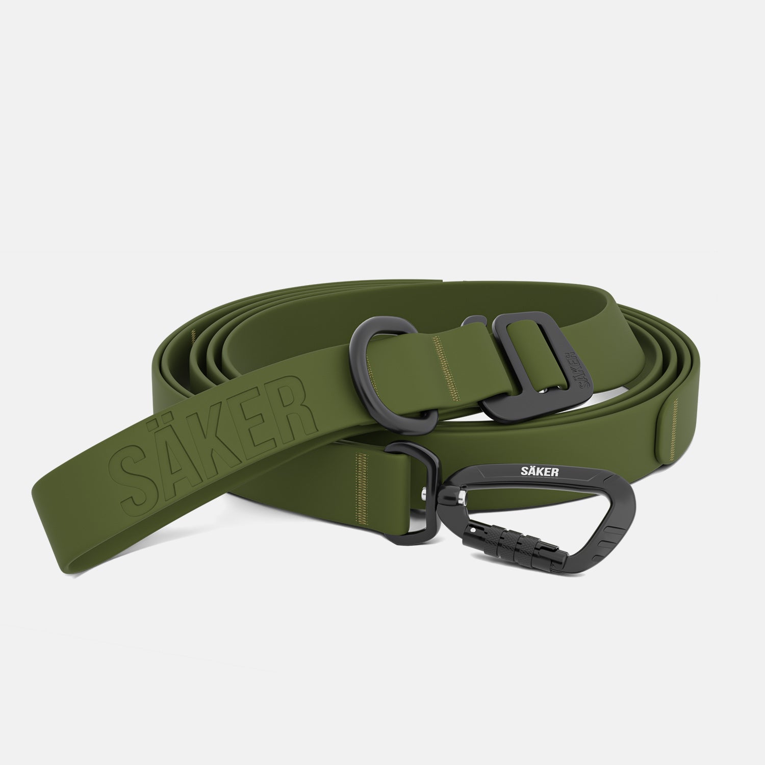 Front view of the Kelp™ leash in Trail Green