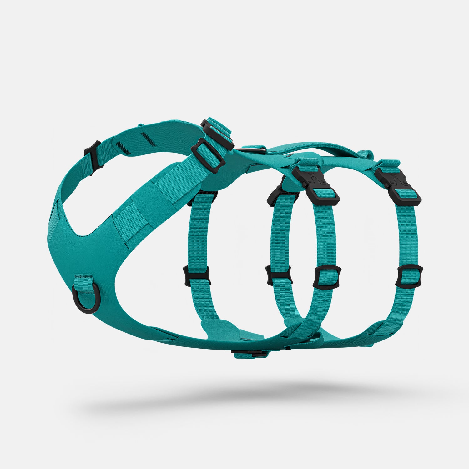 Diagonal view of the Muse™ harness in Skeena Teal color