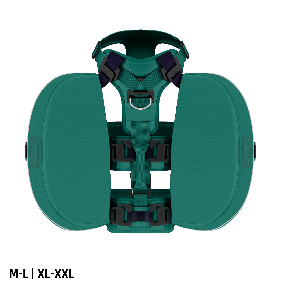 Top view of the Ascension Dog Pack in the M-L side in tazer teal