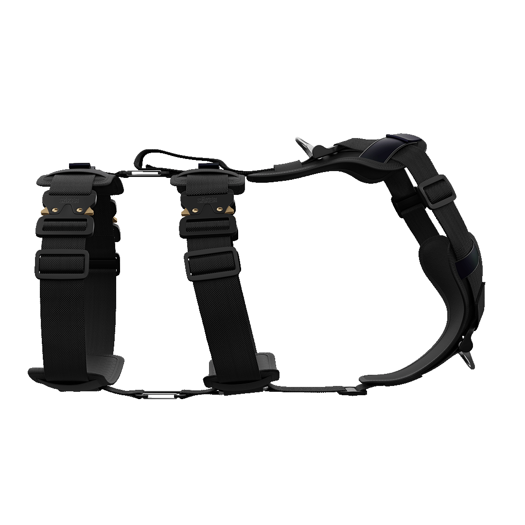 sideview of the M-L ascension extended harness in black