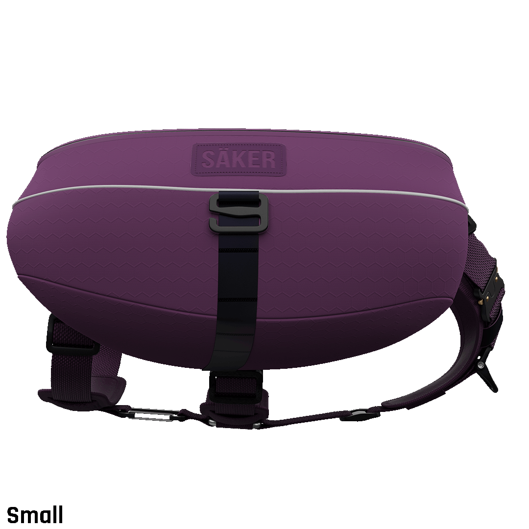 Sideview of the Ascension Dog Pack in the small size in prairies purple