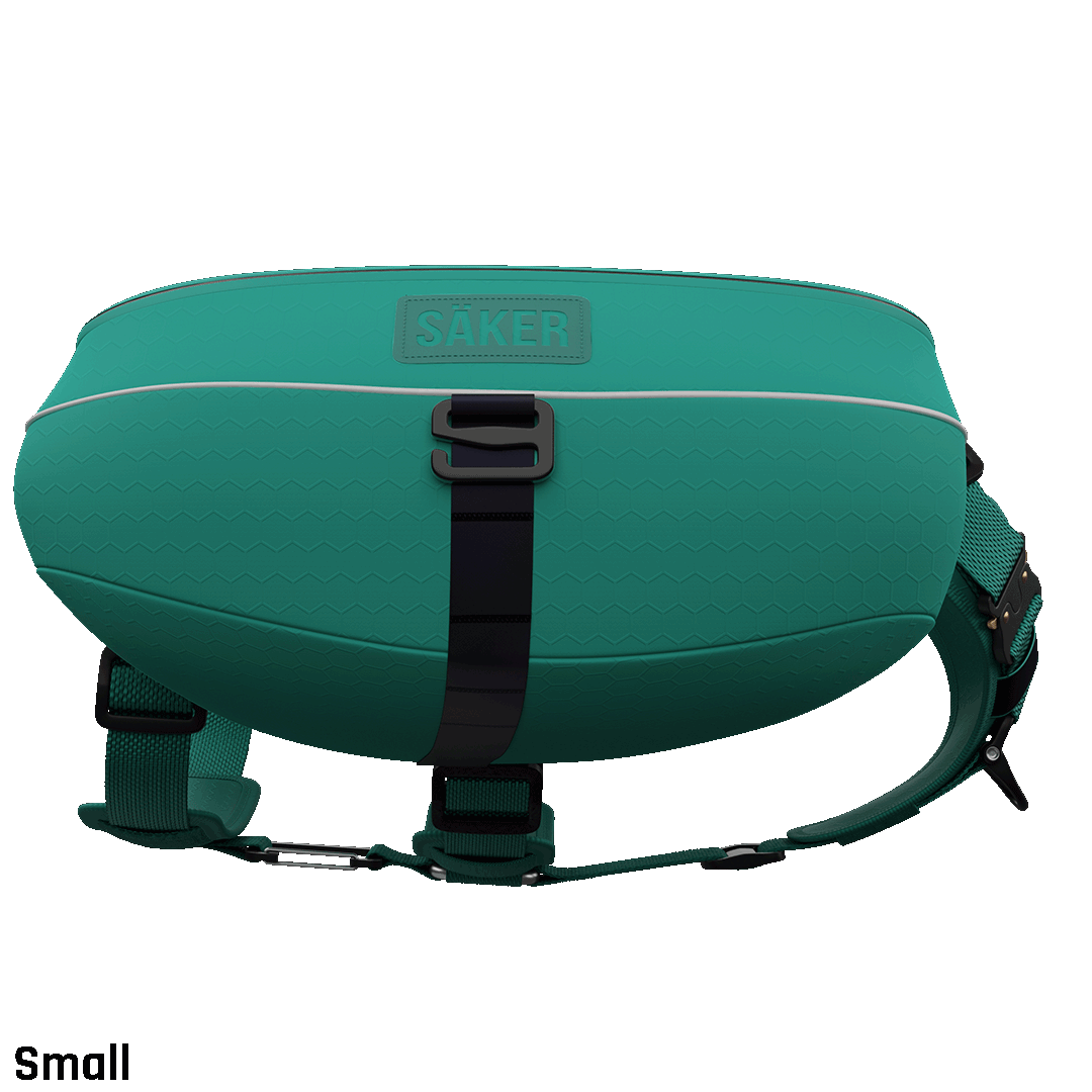 Sideview of the Ascension Dog Pack in the small size in tazer teal