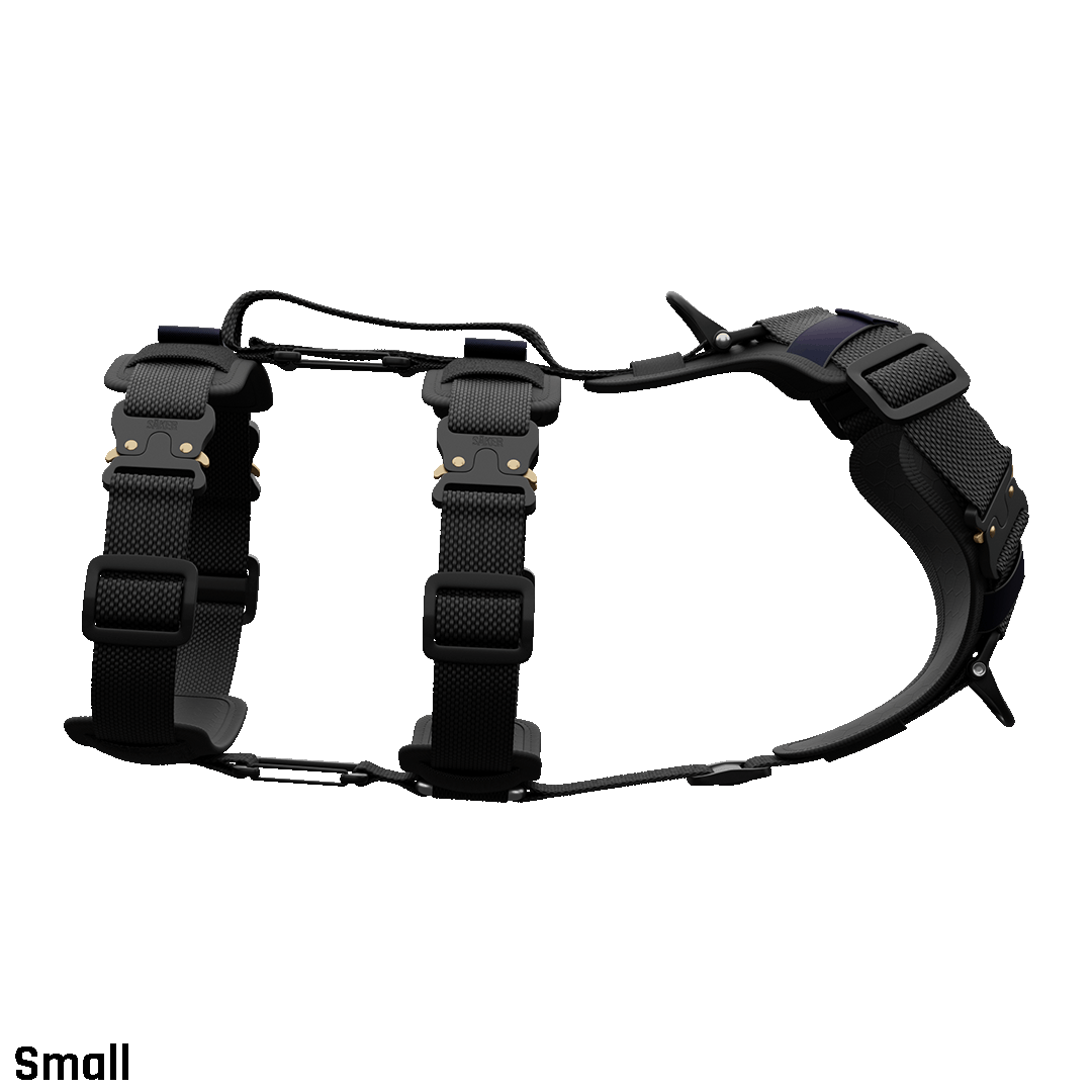 sideview of the small ascension extended harness in black