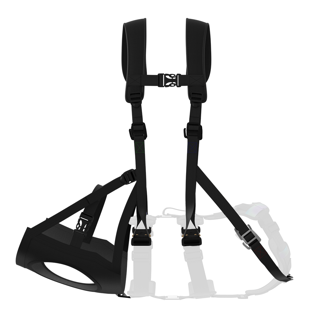 Front view of the K-911 Rescue Sling on the extended ascension harness from säker
